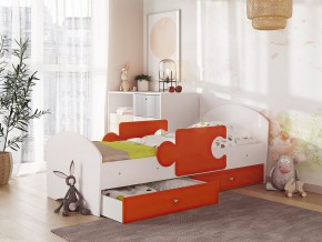Кровать Мозаика с ящиком и бортиками на ламелях белый-оранж в Губахе - gubaha.magazinmebel.ru | фото