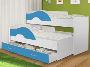 Кровать выкатная Радуга с ящиком 80х160 белая-голубой в Губахе - gubaha.magazinmebel.ru | фото